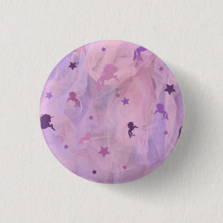 roze en paarse eenhoorn - en stervormig ontwerp - ronde button 3,2 cm