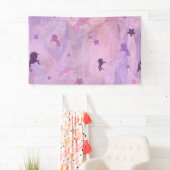 roze en paarse eenhoorn - en stervormig ontwerp -  spandoek (Insitu)