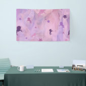 roze en paarse eenhoorn - en stervormig ontwerp -  spandoek (Beurs)