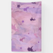 roze en paarse eenhoorn - en stervormig ontwerp -  spandoek (Verticaal)