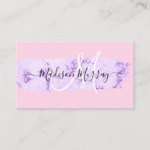 Roze en paarse eenhoorn monogram naam visitekaartje
