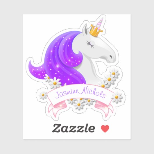  Roze en Paarse Eenhoorn Prinses Sparkles Sticker (Vel)