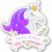  Roze en Paarse Eenhoorn Prinses Sparkles Sticker (Voorkant)
