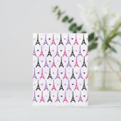 Roze en Paarse Eiffeltoren Briefkaart (Staand voorkant)