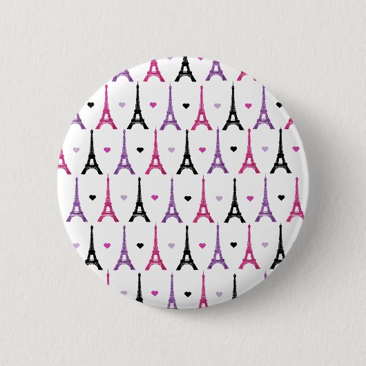 Roze en Paarse Eiffeltoren Ronde Button 5,7 Cm (Voorkant)