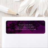 Roze en Paarse Elegant Black Lace Party Invitation Etiket (Insitu)