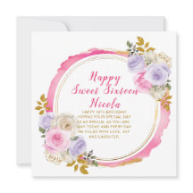 Roze en Paarse Elegante Bloemen Sweet Sixteen