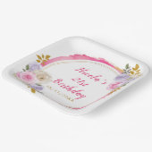 Roze en Paarse Elegante Bloemen Verjaardagsfeest Papieren Bordje (Gebogen)