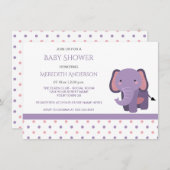 Roze en Paarse Elephant Baby Shower Uitnodigingen (Voorkant / Achterkant)