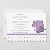Roze en Paarse Elephant Baby Shower Uitnodigingen (Voorkant)