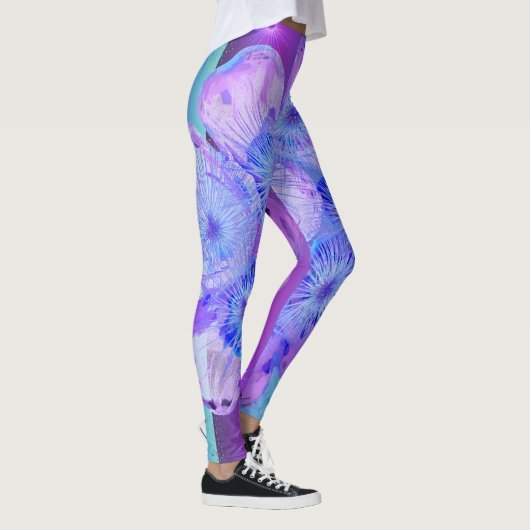 Roze en Paarse en Blauwe Ontwerper Leggings (Rechts)