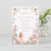 Roze en Paarse Fairy verjaardagsfeestje Kaart (Staand voorkant)