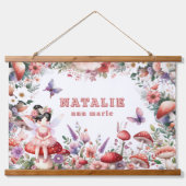 Roze en Paarse Fairycore gepersonaliseerde naam Hangend Wandkleed (Voorkant)