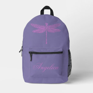 Roze en Paarse Fantasie Libel Personaliseren Bedrukte Rugzak