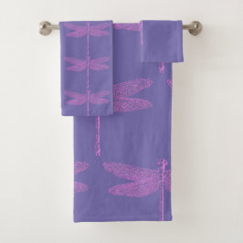 Roze en Paarse Fantasy Dragonfly Bad Handdoek
