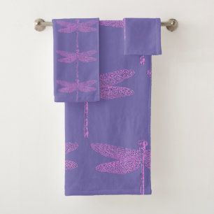 Roze en Paarse Fantasy Dragonfly Bad Handdoek