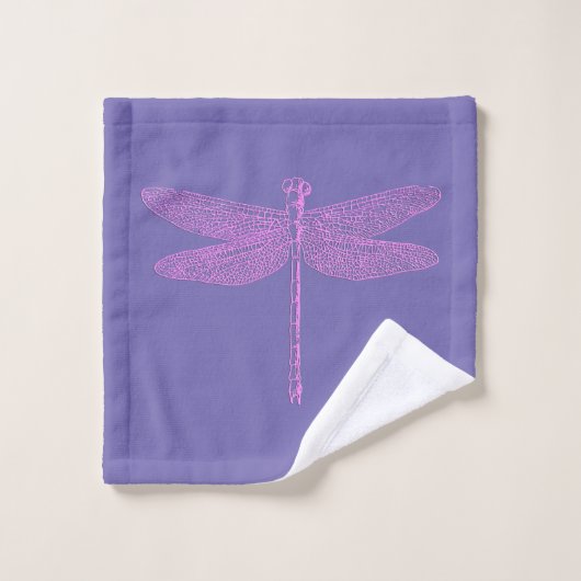Roze en Paarse Fantasy Dragonfly Bad Handdoek (Wasdoekje)