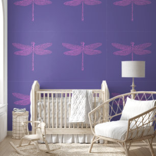 Roze en Paarse Fantasy Dragonfly Behang