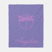 Roze en Paarse Fantasy Dragonfly Fleece Deken (Voorkant)