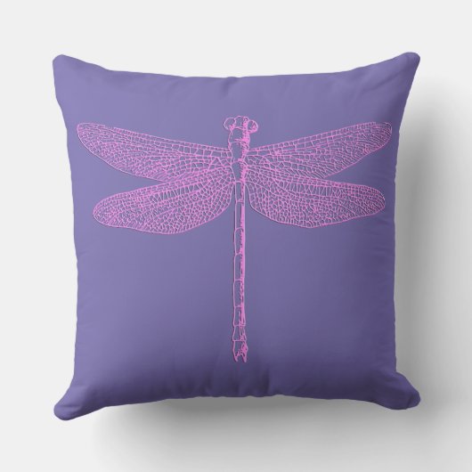 Roze en Paarse Fantasy Dragonfly Kussen (Achterkant)