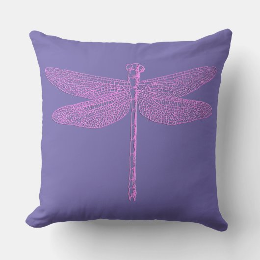 Roze en Paarse Fantasy Dragonfly Kussen (Voorkant)