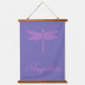 Roze en Paarse Fantasy Dragonfly Personaliseren Hangend Wandkleed (Voorkant)
