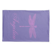 Roze en Paarse Fantasy Dragonfly Personaliseren Kussensloop (Achterkant-Links)