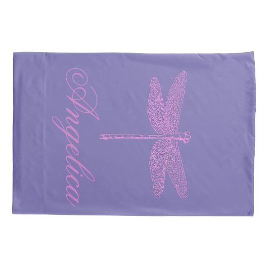 Roze en Paarse Fantasy Dragonfly Personaliseren Kussensloop (Achterkant-Links)