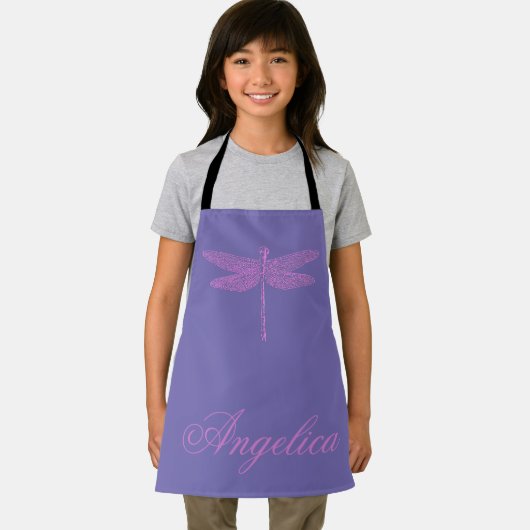 Roze en Paarse Fantasy Dragonfly Personaliseren Schort (Insitu)