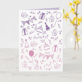 Roze en paarse feestkaart kaart (Gele Bloem)