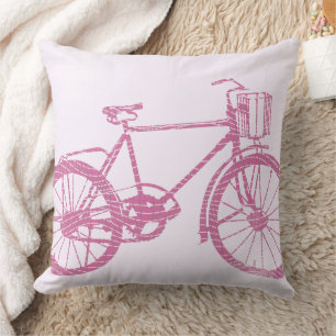 Roze en Paarse fietsen Pillow Kussen