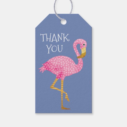 Roze en Paarse Flamingo Dank u Cadeaulabel (Voorkant)