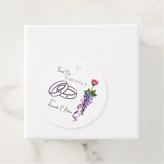 Roze en paarse floraal bedankjes labels (In situ)