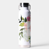 Roze en paarse floraal gepersonaliseerd waterfles (Voorkant)