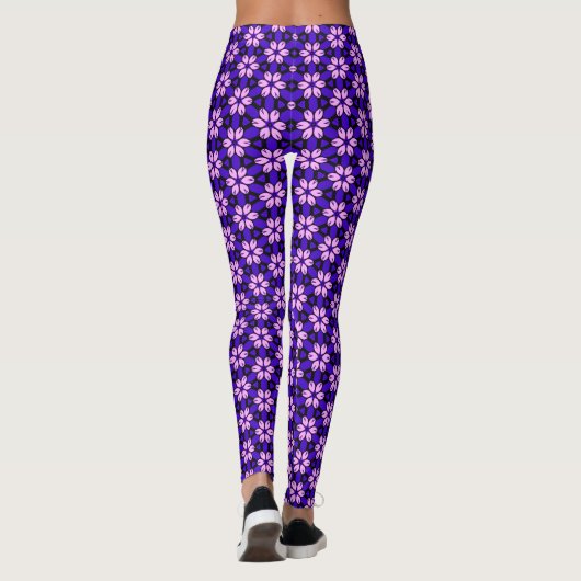 Roze en Paarse floraal Leggings (Achterkant)
