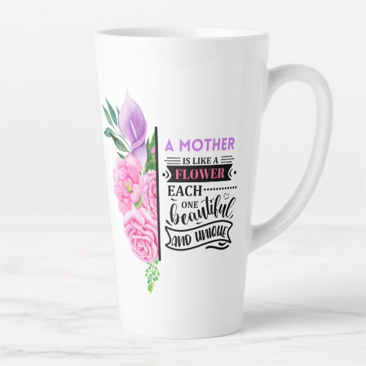 Roze en paarse floraal met prijsopgave latte mok (Rechts)