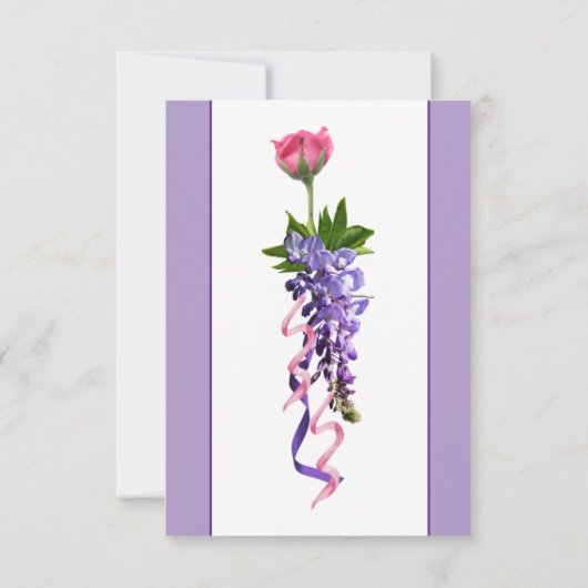 Roze en paarse floraal RSVP kaartje (Achterkant)