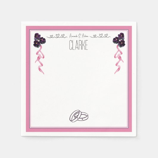 Roze en paarse floraal servet (Voorkant)