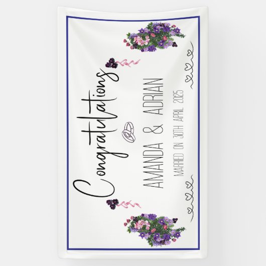 Roze en paarse floraal spandoek (Verticaal)