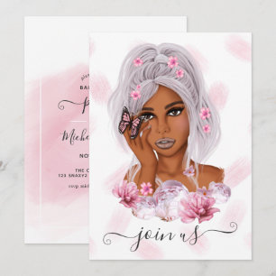 Roze en Paarse Floral Bachelorette Party Invitati Kaart