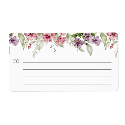 Roze en Paarse Floral Border Shipping Labels (Voorkant)