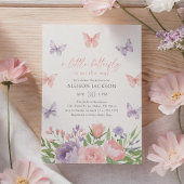 Roze en Paarse Floral Butterfly Baby shower Kaart