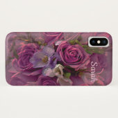Roze en Paarse Floral Case-Mate iPhone Case (Achterkant (horizontaal))