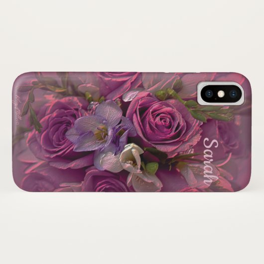 Roze en Paarse Floral Case-Mate iPhone Case (Achterkant (horizontaal))
