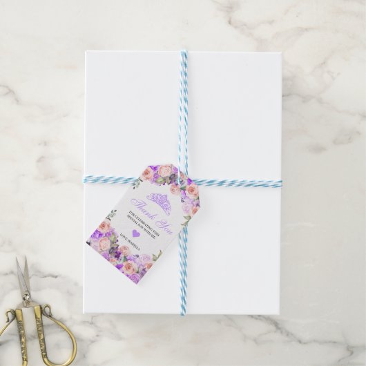 Roze en Paarse Floral Dank je Labels Cadeaulabel (Met Touw)