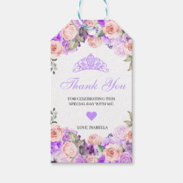 Roze en Paarse Floral Dank je Labels Cadeaulabel