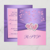 Roze en Paarse Floral dragen de kaart van RSVP (Voorkant / Achterkant)