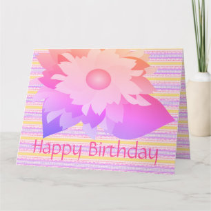 Roze en Paarse Floral Happy Birthday Kaart