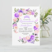 Roze en Paarse Floral Quinceanera Birthday Kaart (Staand voorkant)