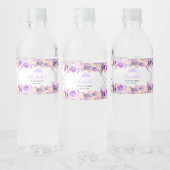 Roze en Paarse Floral Quinceanera Waterfles Etiket (Flessen)